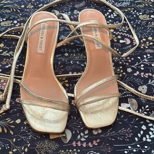 Chelsea & Violet Gold Heeled Sandals